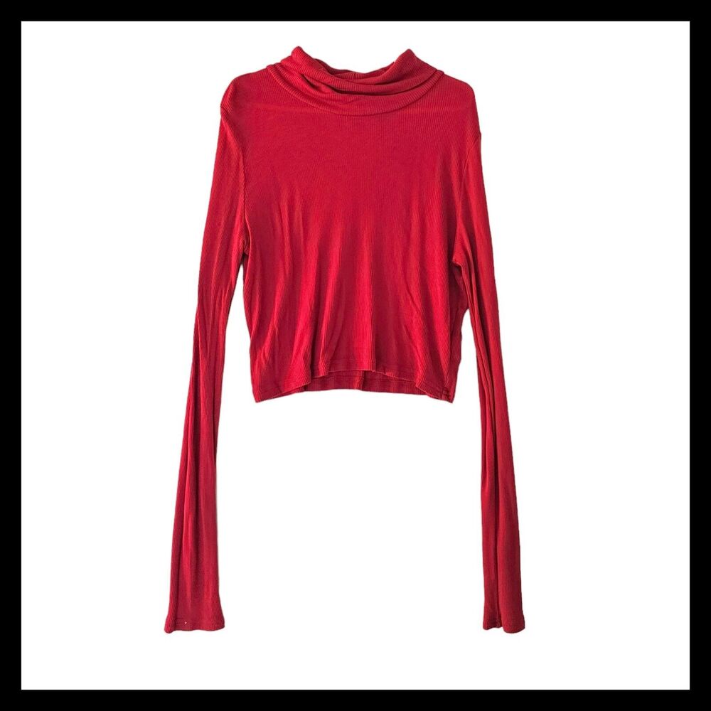 Gap Red Ribbed Long Sleeve Turtle Neck Top Tee Girls Size 12 Years